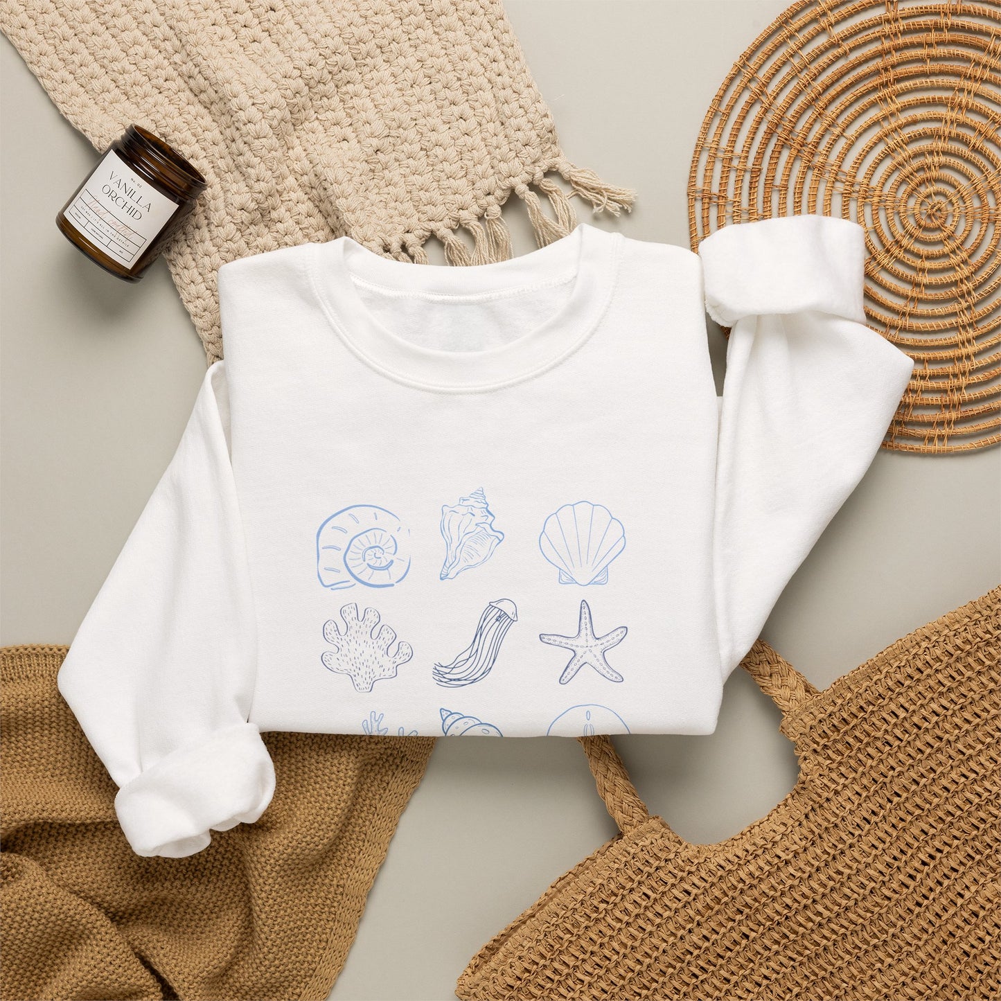 Seashell Coastal Crewneck Sweatshirt